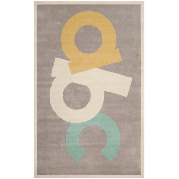 SAFAVIEH Martha Stewart ABC Wool Area Rug, Zinc, 4' x 6'