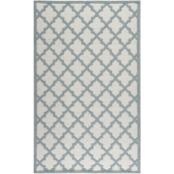 SAFAVIEH Martha Stewart Adair Geometric Area Rug, Ivory/Light Blue, 5' x 8'