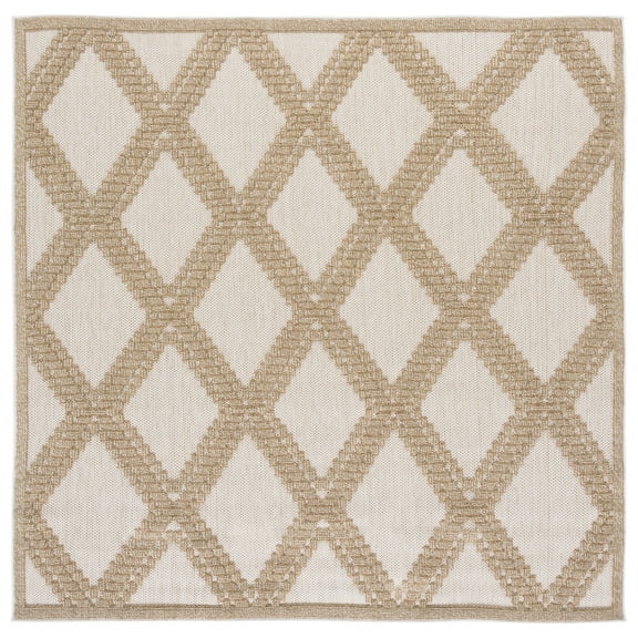SAFAVIEH Martha Stewart Alecia Diamond Indoor/Outdoor Area Rug, Beige/Brown, 6'7" x 6'7" Square