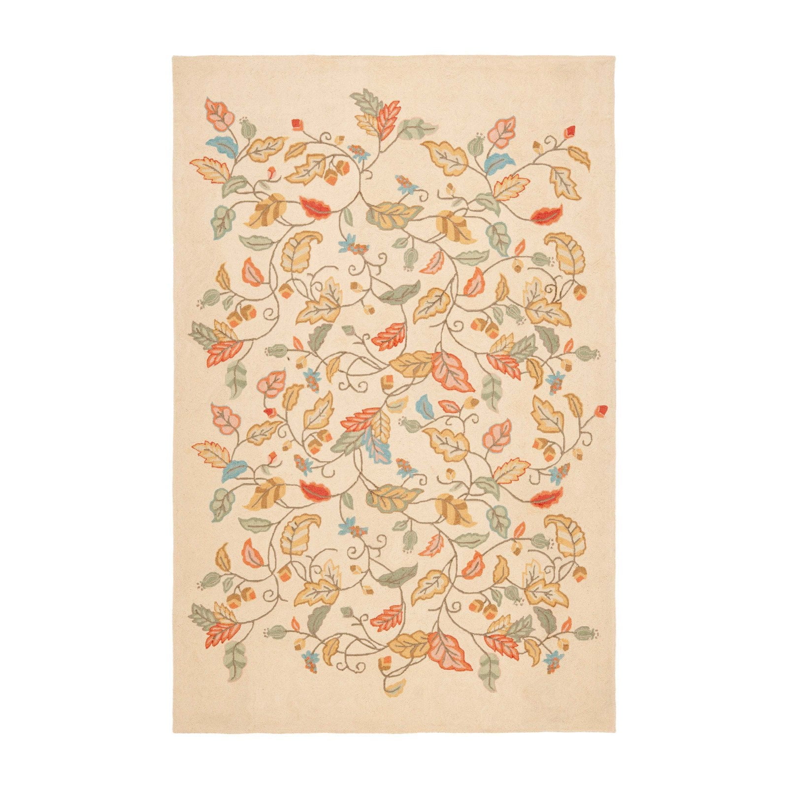 Persimmon Red Floral Hand-Tufted Wool and Viscose Rug