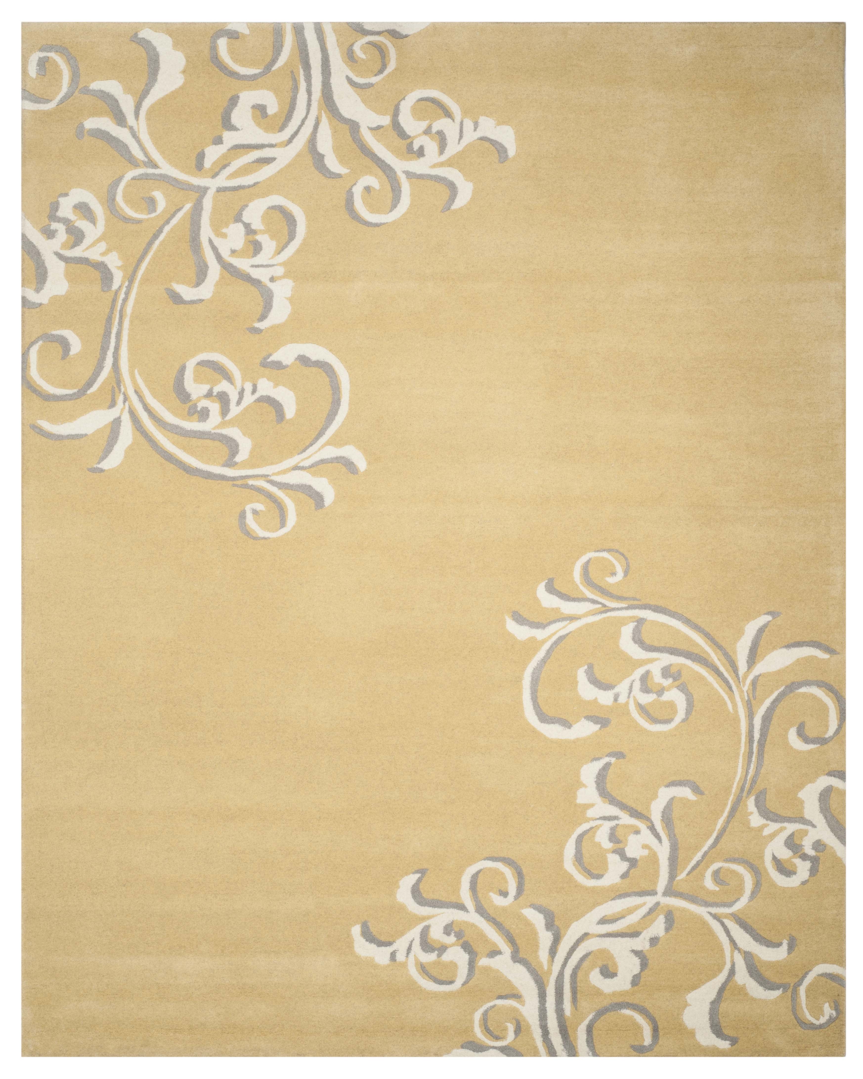 SAFAVIEH Martha Stewart Avalon Vine Floral Wool Area Rug, Soft Yellow, 5' x 8'