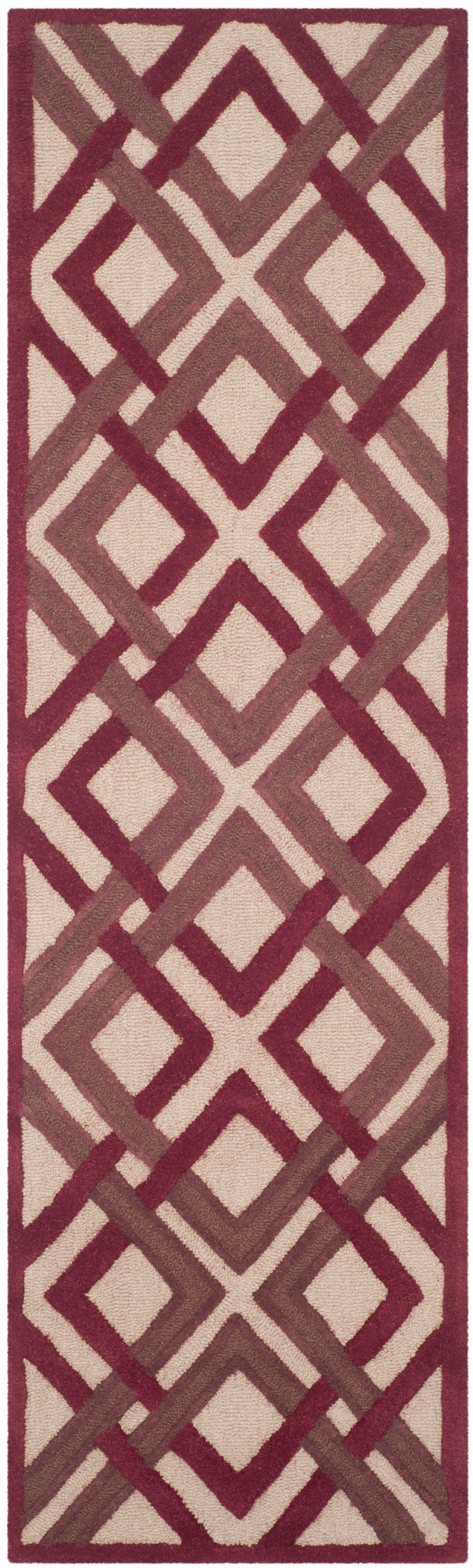 SAFAVIEH Martha Stewart Baldric Geometric Wool Runner Rug, Ivory/Red, 2'3" x 8'