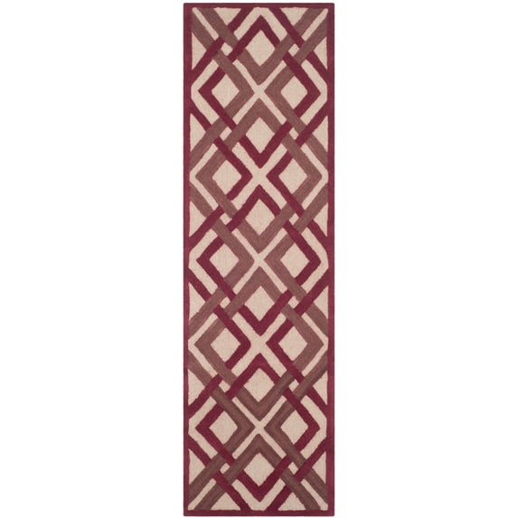 SAFAVIEH Martha Stewart Baldric Geometric Wool Runner Rug, Ivory/Red, 2'3" x 8'