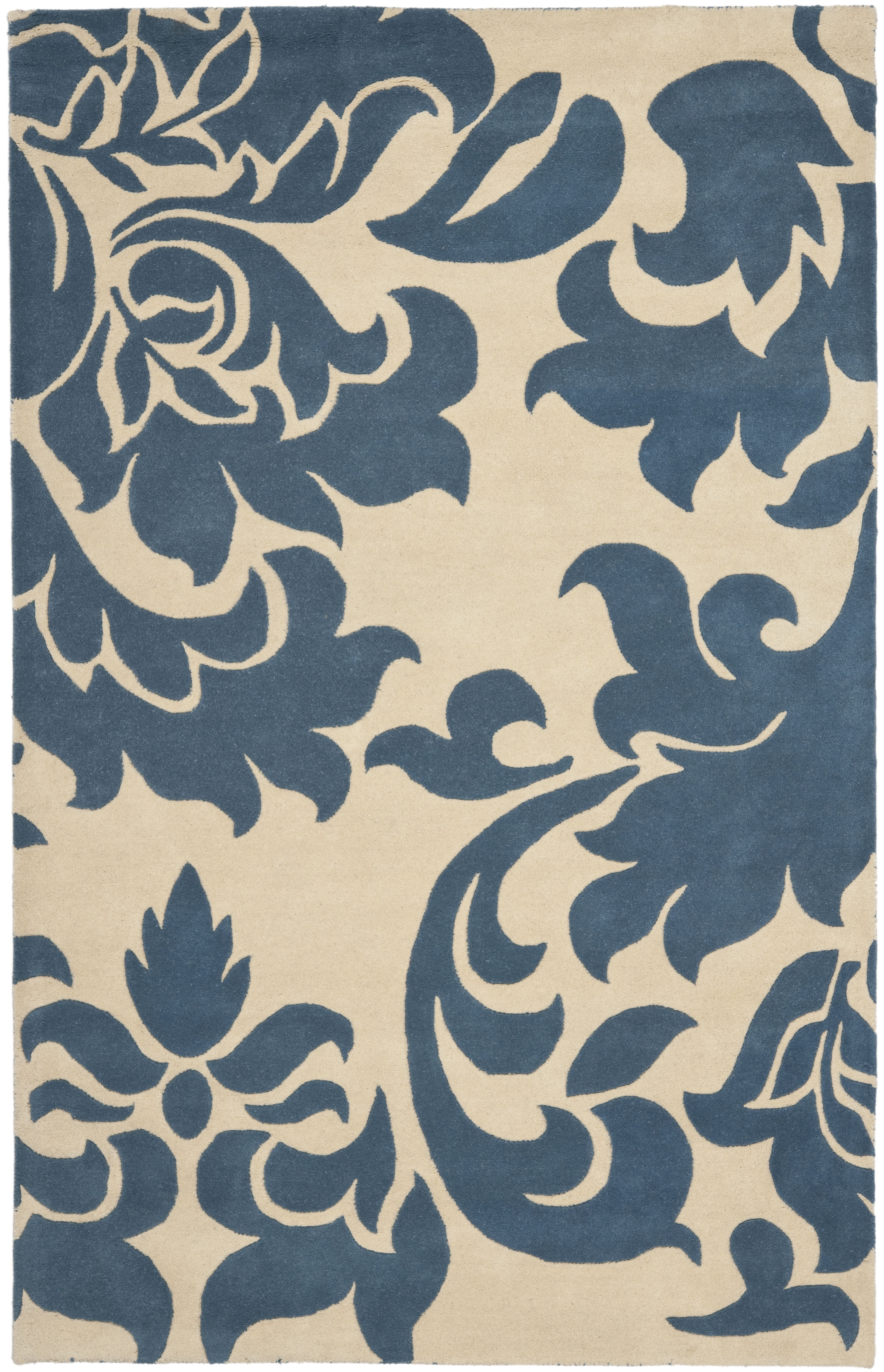 SAFAVIEH Martha Stewart Barcelona Floral Wool Area Rug, Blue Suede, 9' x 12'