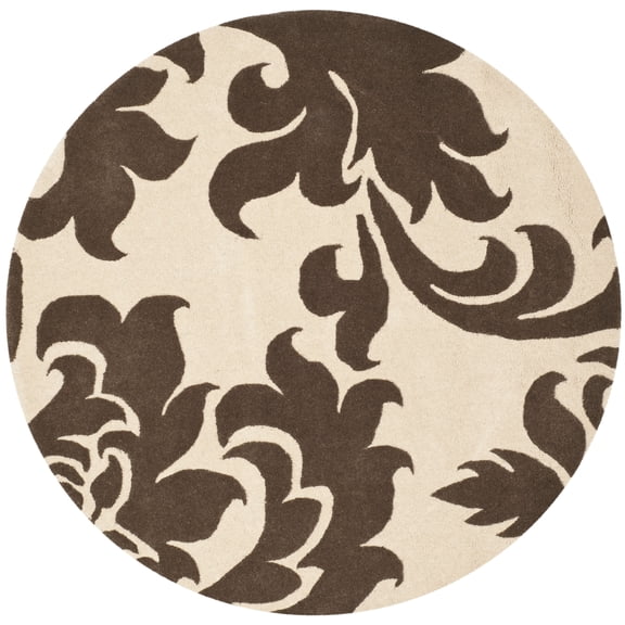 SAFAVIEH Martha Stewart Barcelona Floral Wool Area Rug, Molasses, 4' x 4' Round