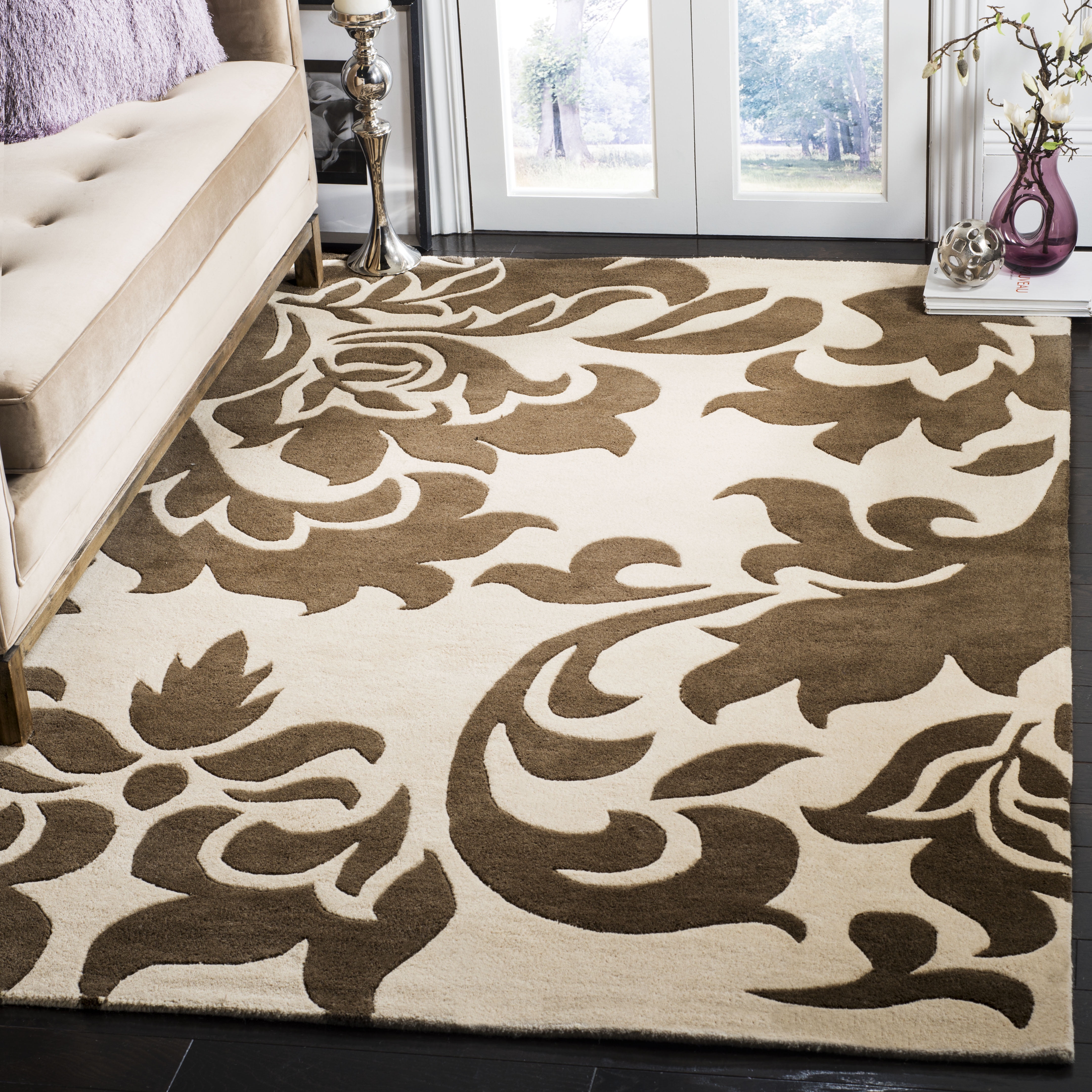 SAFAVIEH Martha Stewart Barcelona Floral Wool Area Rug, Molasses, 5' x 8'