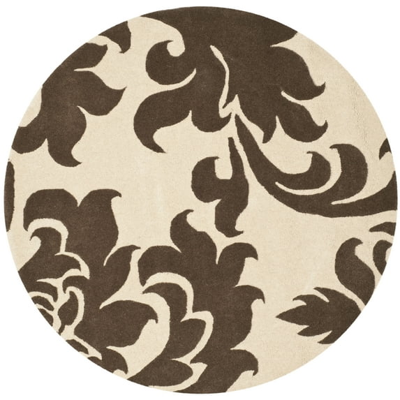 SAFAVIEH Martha Stewart Barcelona Floral Wool Area Rug, Molasses, 8' x 8' Round
