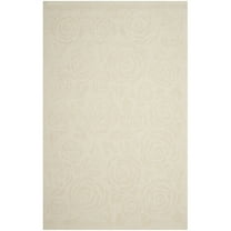 SAFAVIEH Martha Stewart Block Print Rose Floral Wool Area Rug, Glass Of Milk, 9' x 12'