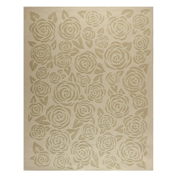 SAFAVIEH Martha Stewart Block Print Rose Floral Wool Area Rug, Saguaro, 4' x 6'