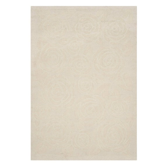 SAFAVIEH Martha Stewart Block Print Rose Floral Wool Runner Rug, Glass Of Milk, 2'3" x 8'