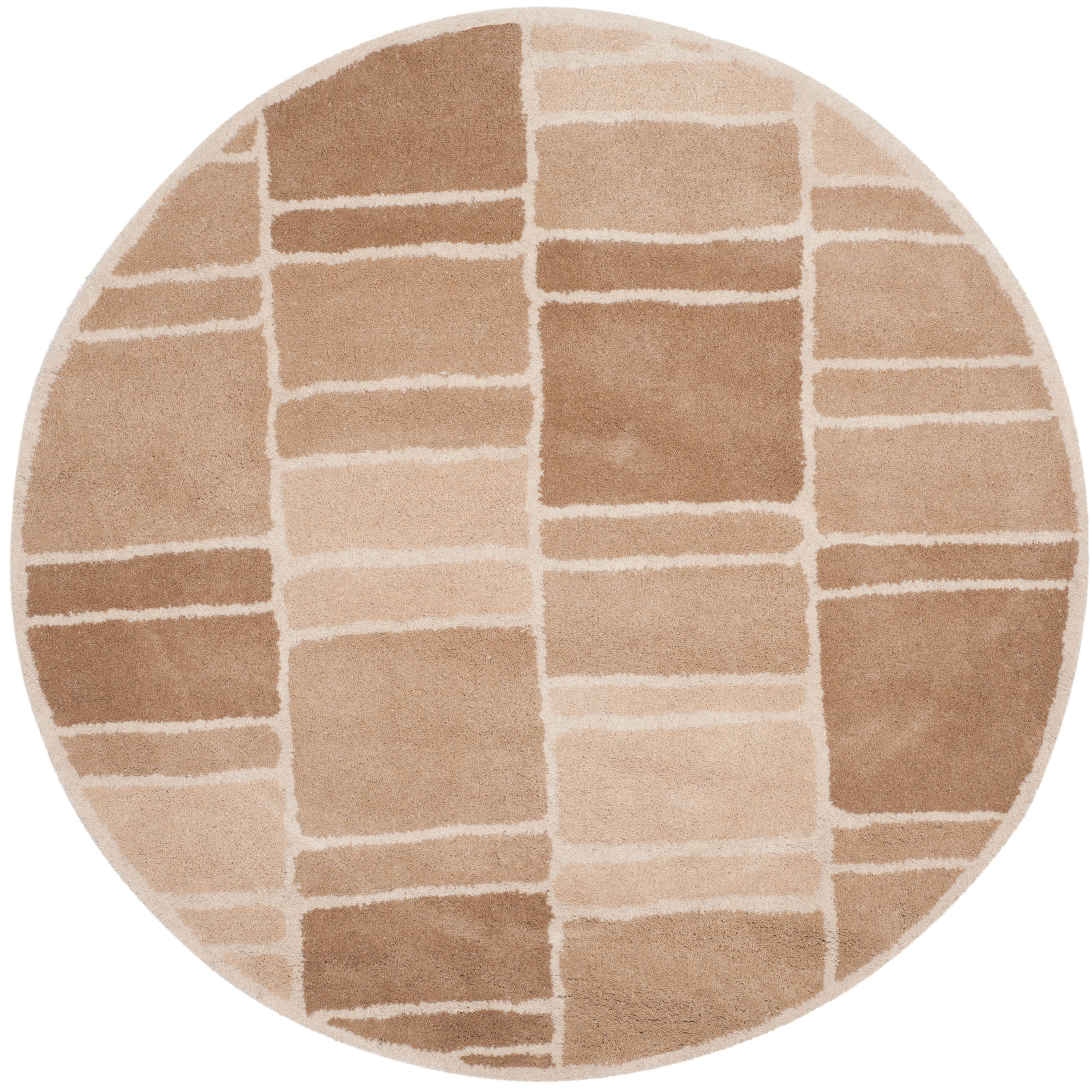 SAFAVIEH Martha Stewart Blocks Geometric Wool Area Rug, Camel/Ivory, 4' x 4' Round