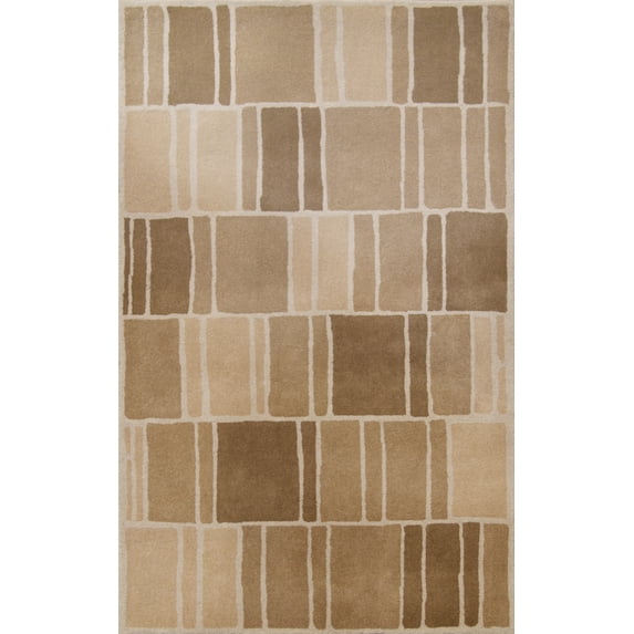 SAFAVIEH Martha Stewart Blocks Geometric Wool Area Rug, Camel/Ivory, 5' x 8'