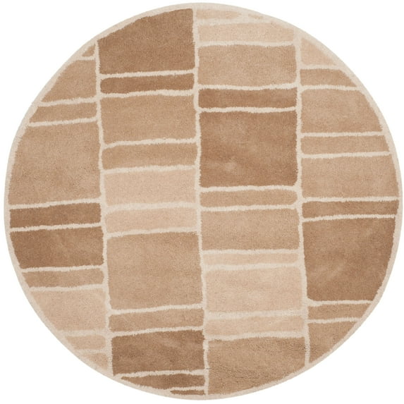 SAFAVIEH Martha Stewart Blocks Geometric Wool Area Rug, Camel/Ivory, 8' x 8' Round