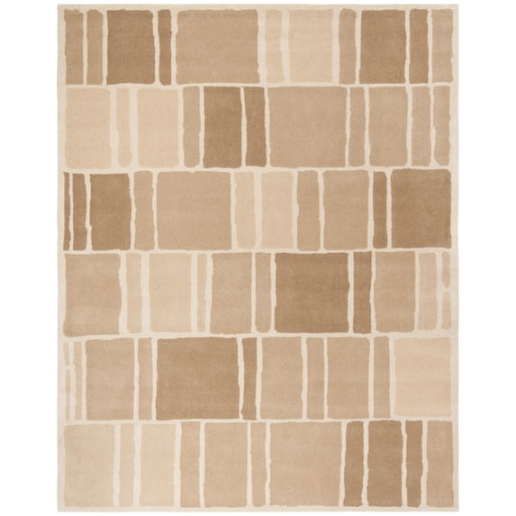 SAFAVIEH Martha Stewart Blocks Geometric Wool Area Rug, Camel/Ivory, 9' x 12'