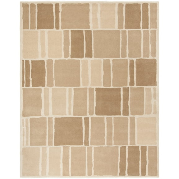 SAFAVIEH Martha Stewart Blocks Geometric Wool Area Rug, Camel/Ivory, 9' x 12'