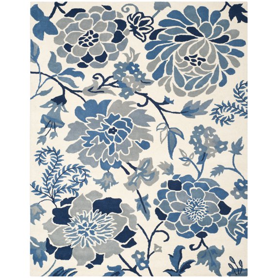 SAFAVIEH Martha Stewart Blue Field Floral Area Rug, Azurite, 8' x 10'
