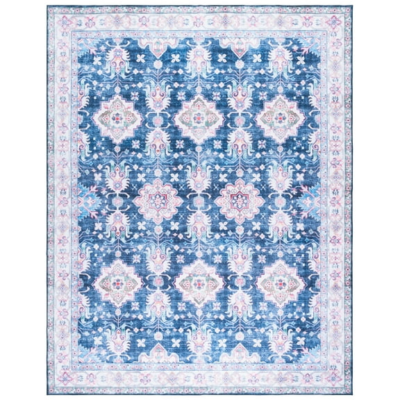 SAFAVIEH Martha Stewart Candyce Aztec Machine Washable Area Rug, Navy/Beige, 8' x 10'