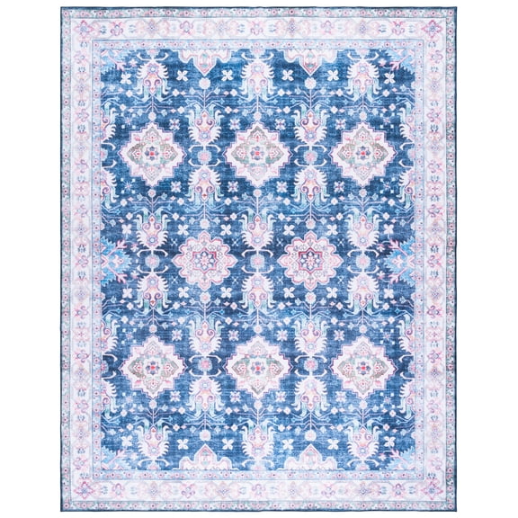 SAFAVIEH Martha Stewart Candyce Aztec Machine Washable Area Rug, Navy/Beige, 9' x 12'