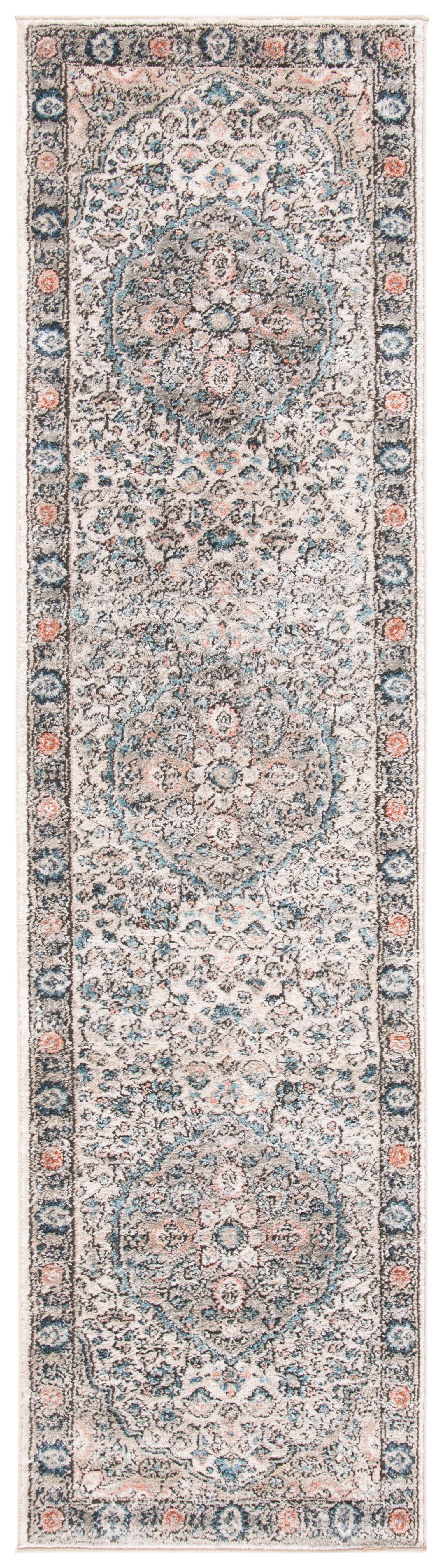 Hand-Knotted Blue Wool and Synthetic Runner Rug