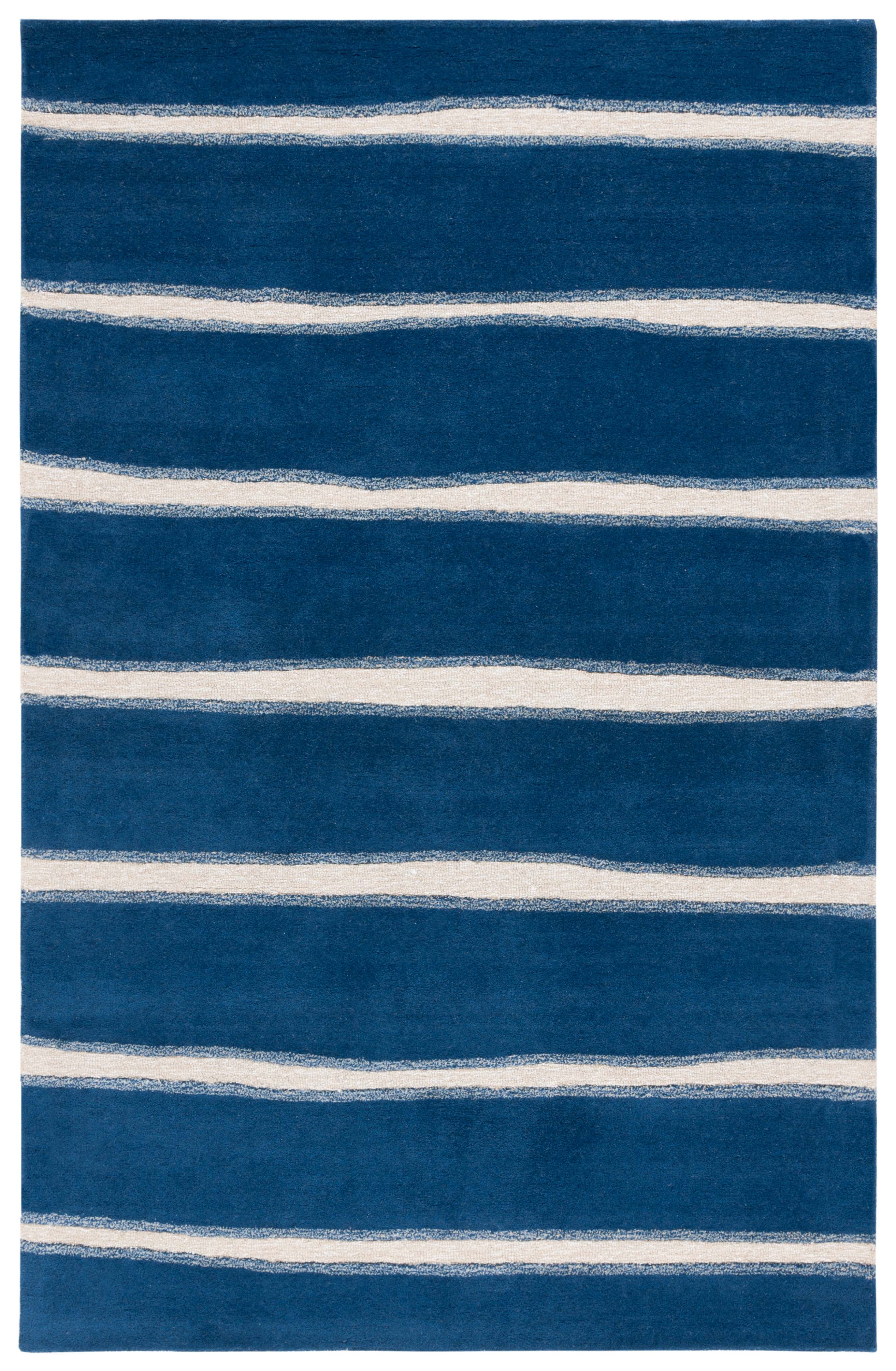 SAFAVIEH Martha Stewart Chalk Stripe Area Rug, Wrought Iron/Navy, 10' x 14'