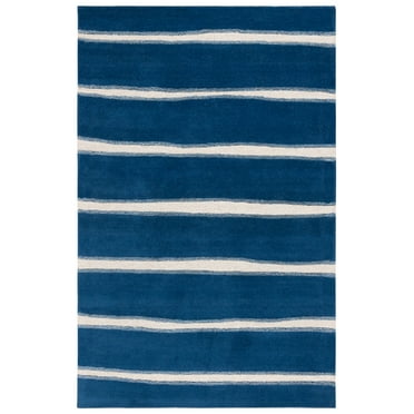 SAFAVIEH Martha Stewart Chalk Stripe Area Rug, Wrought Iron/Navy, 10' x 14'