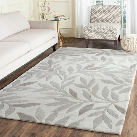 SAFAVIEH Martha Stewart Charleston Floral Wool Area Rug, Cement, 5' x 8'