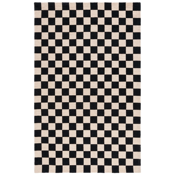 SAFAVIEH Martha Stewart Chelsea Checkered Area Rug, Black/Beige, 4' x 6'