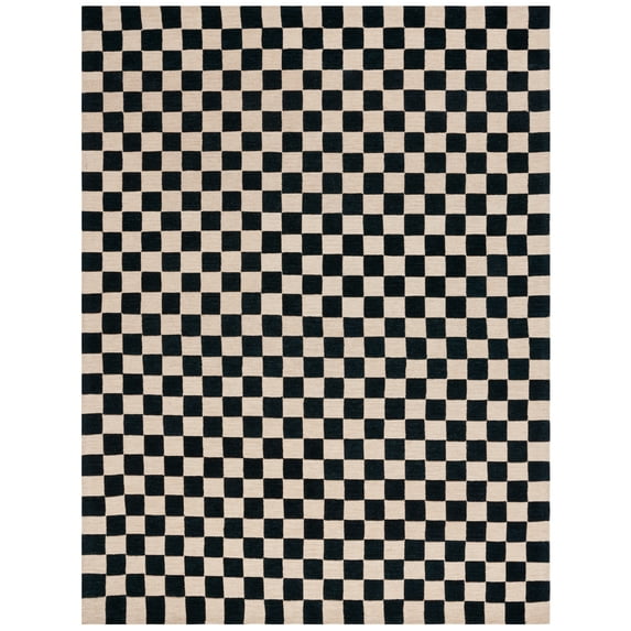 SAFAVIEH Martha Stewart Chelsea Checkered Area Rug, Black/Beige, 9' x 12'
