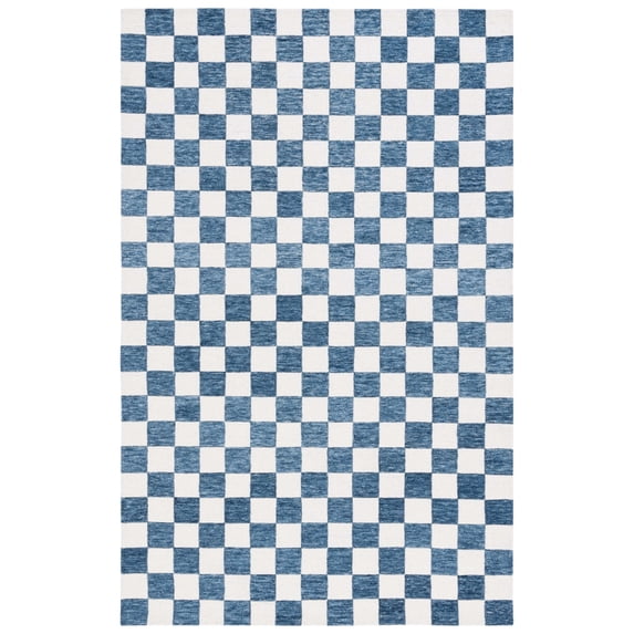 SAFAVIEH Martha Stewart Chelsea Checkered Area Rug, Blue/Ivory, 5' x 8'