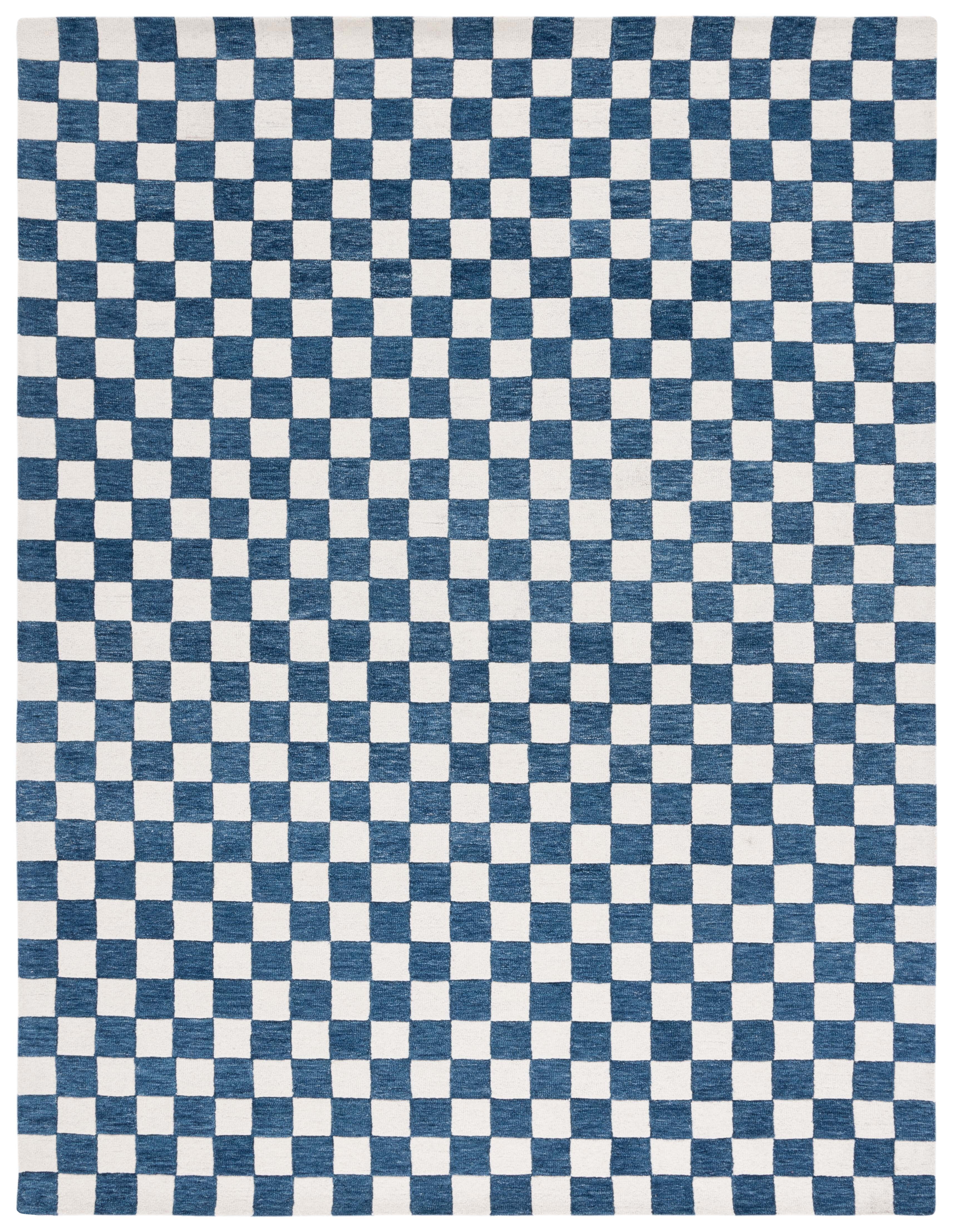 Martha Stewart Chelsea Checkered Area Rug Blue Ivory 9' x 12' by ...