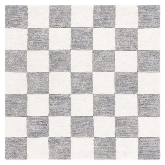 SAFAVIEH Martha Stewart Chelsea Checkered Area Rug, Grey/Ivory, 6' x 6' Square