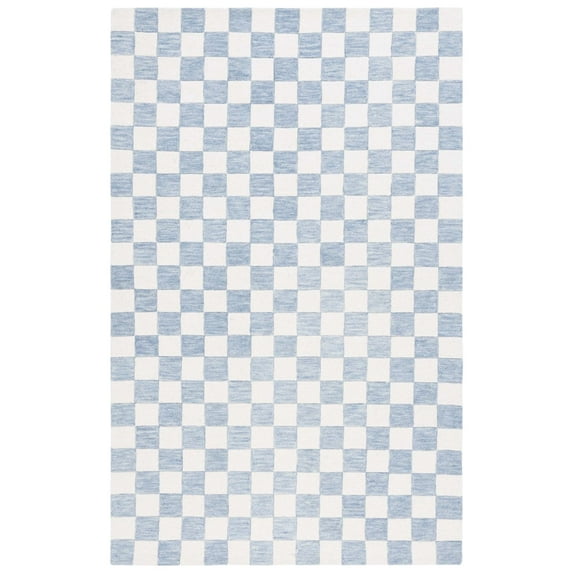 SAFAVIEH Martha Stewart Chelsea Checkered Area Rug, Light Blue/Ivory, 3' x 5'