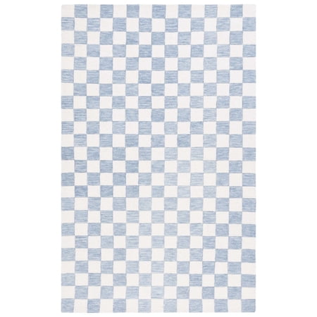 SAFAVIEH Martha Stewart Chelsea Checkered Area Rug, Light Blue/Ivory, 4' x 6'