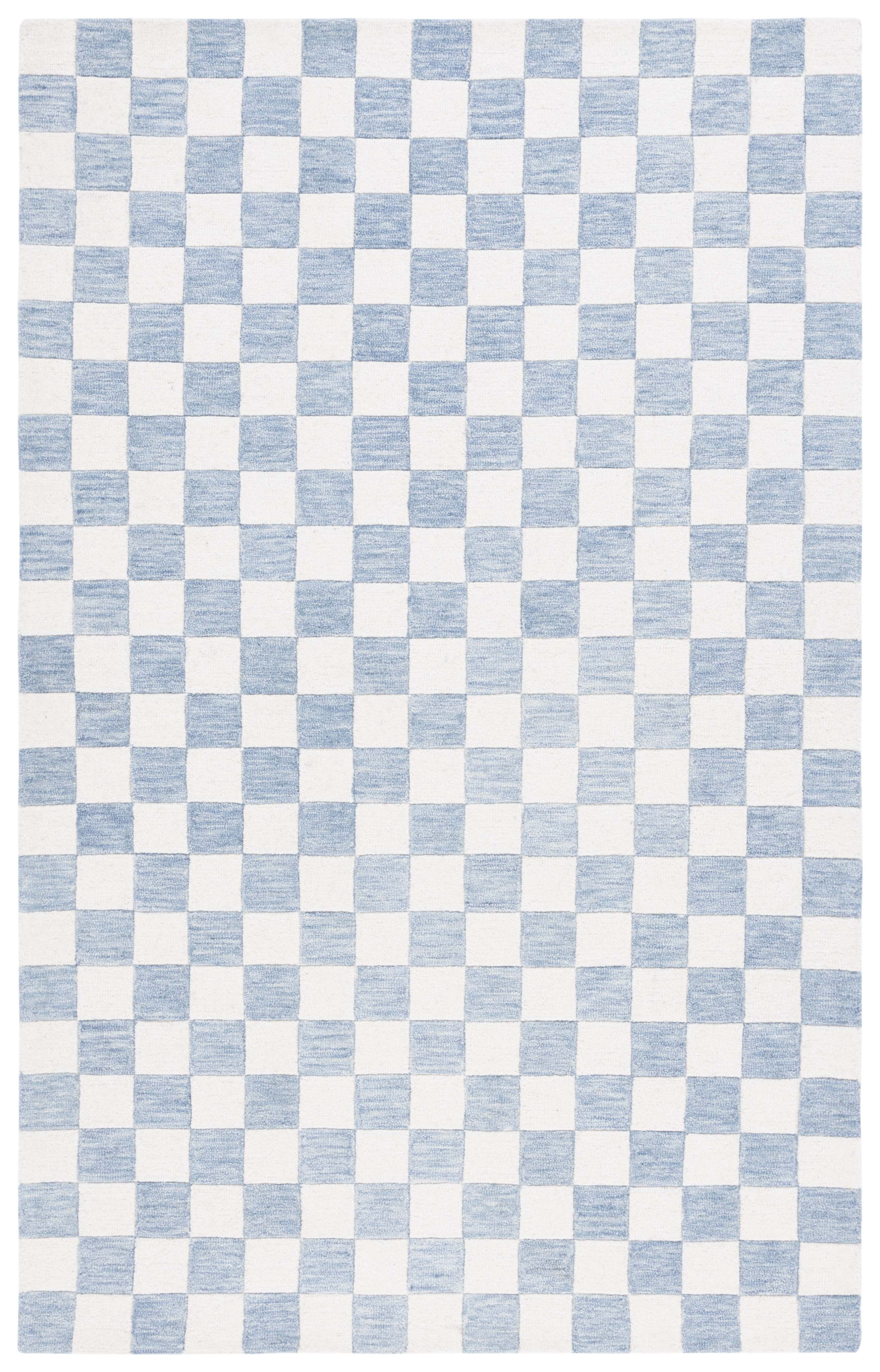 SAFAVIEH Martha Stewart Chelsea Checkered Area Rug, Light Blue/Ivory, 5' x 8'