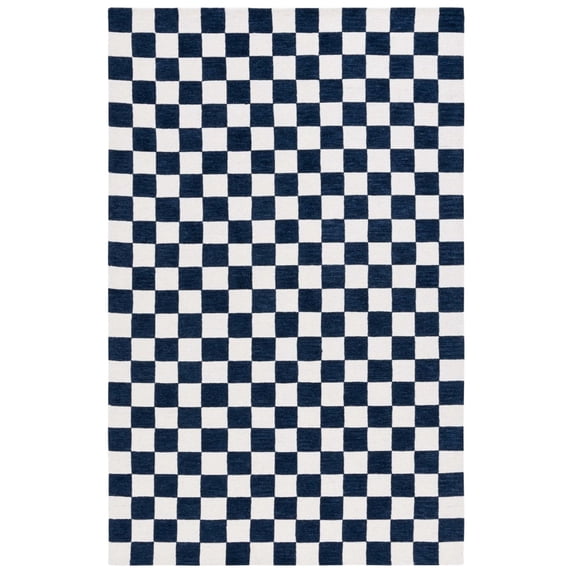 SAFAVIEH Martha Stewart Chelsea Checkered Area Rug, Navy/Ivory, 4' x 6'