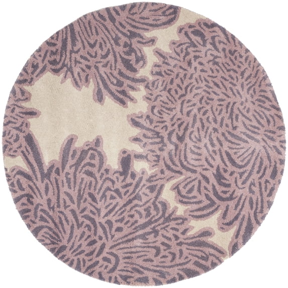 SAFAVIEH Martha Stewart Chrysanthemum Floral Wool Area Rug, Eggplant, 4' x 4' Round