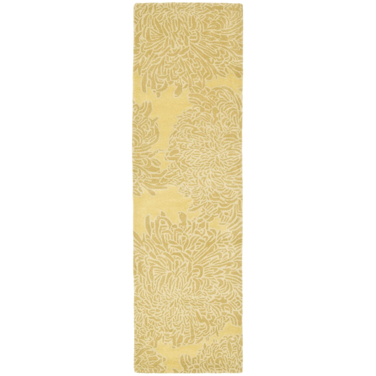 SAFAVIEH Martha Stewart Chrysanthemum Floral Wool Runner Rug, Malted, 2'3" x 8'