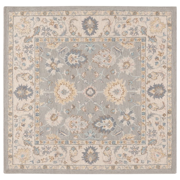 SAFAVIEH Martha Stewart Clarette Floral Area Rug, Grey/Ivory, 6' x 6' Square