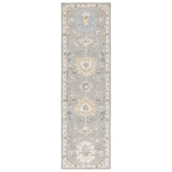 SAFAVIEH Martha Stewart Clarette Floral Runner Rug, Grey/Ivory, 2'3" x 8'