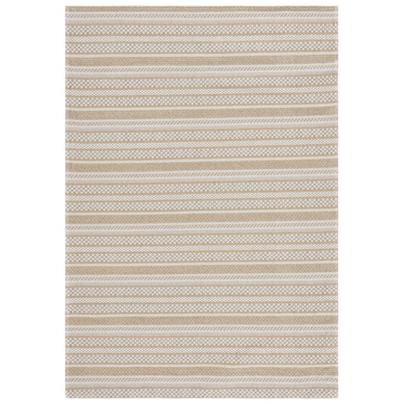 SAFAVIEH Martha Stewart Clover Striped Cotton Area Rug, Taupe/Beige, 6'7" x 9'