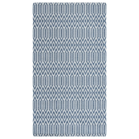 SAFAVIEH Martha Stewart Salah Geometric Cotton Area Rug, Blue/Grey, 3' x 5'