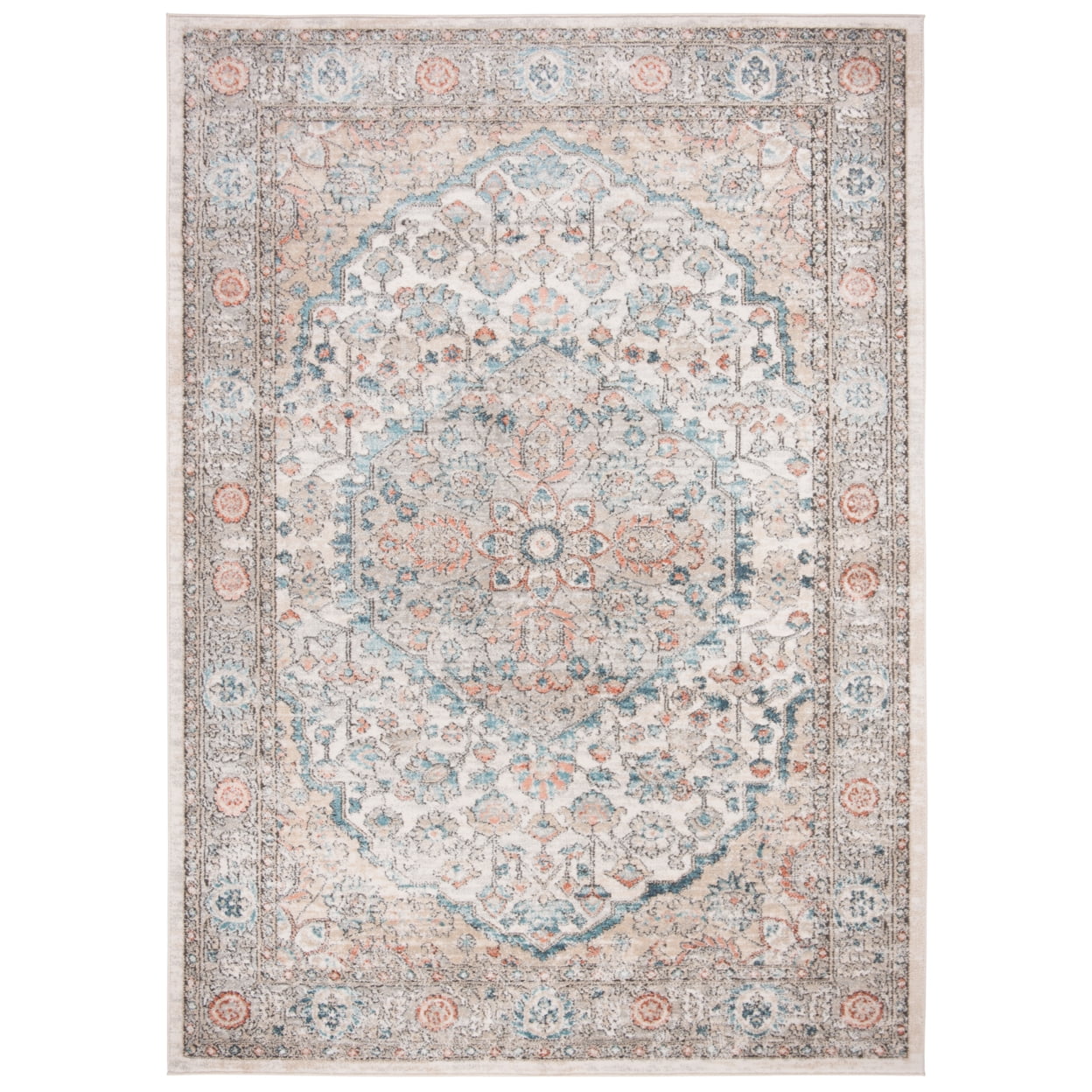 Martha Stewart Gray and Blue Synthetic Oriental Rug