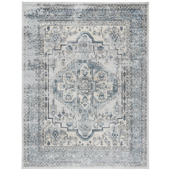 SAFAVIEH Martha Stewart Dacota Oregon Area Rug, Light Blue/Ivory, 9' x 12'