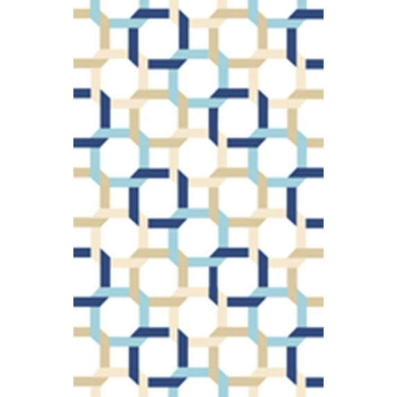 SAFAVIEH Martha Stewart Color Chain Geometric Wool Area Rug, Azurite, 4' x 6'