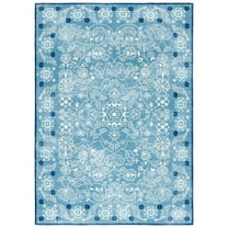 SAFAVIEH Martha Stewart Cory Floral Machine Washable Area Rug, Blue/Beige, 8' x 10'
