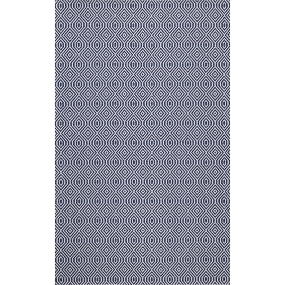 SAFAVIEH Martha Stewart Cotton Diamond Area Rug, Blue/Grey, 5' x 7'