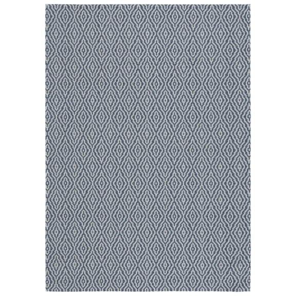 SAFAVIEH Martha Stewart Cotton Diamond Area Rug, Navy/Light Grey, 5' x 7'