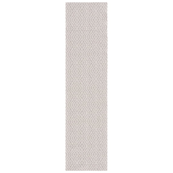 SAFAVIEH Martha Stewart Cotton Diamond Runner Rug, Taupe/Cream, 2' x 8'