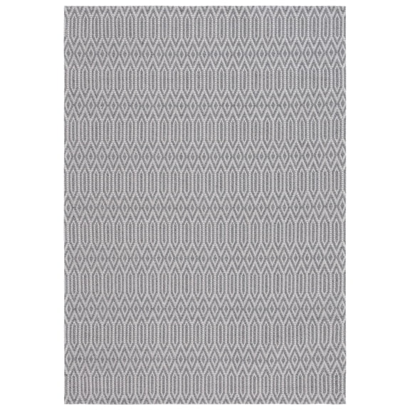SAFAVIEH Martha Stewart Cotton Geometric Area Rug, Anthracite/Light Grey, 4' x 6'