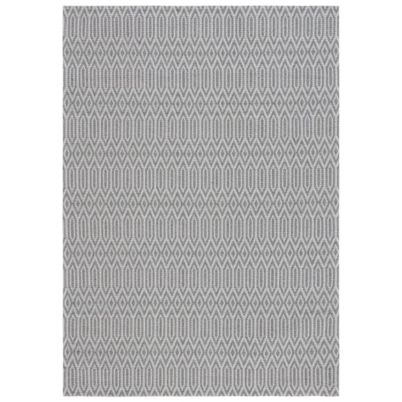 SAFAVIEH Martha Stewart Cotton Geometric Area Rug, Anthracite/Light Grey, 5' x 7'